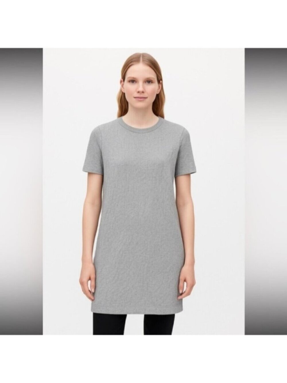 COS‎ Women's Light Gray Short Sleeves Casual Textured Mini Dress Size Small